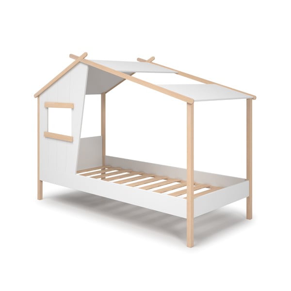 Bela otroška postelja iz masivnega bora v obliki hiške 90x190 cm Luba – Marckeric-image-4