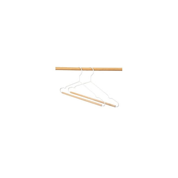 Komplet 2 beliih obešalnikov za oblačila z lesenim detajlom Compactor Frosted-image-2