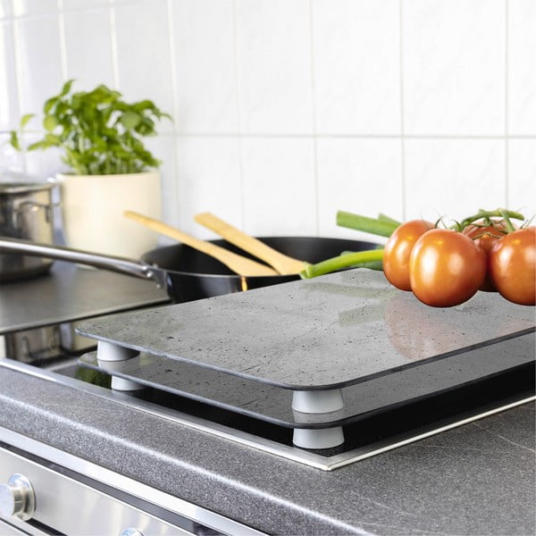 Komplet 2 sivih steklenih pokrovov za štedilnik Wenko Universal-image-1