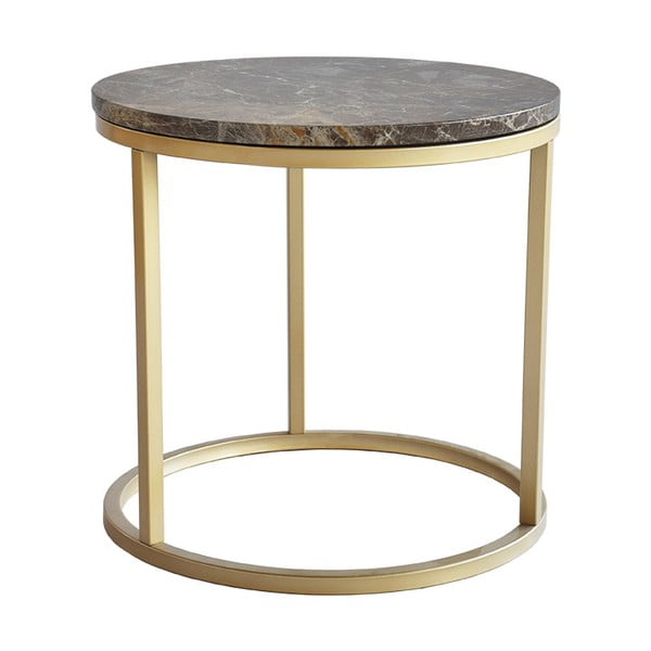 Klubska miza z zlato konstrukcijo in ploščo iz rjavega marmorja RGE Accent
