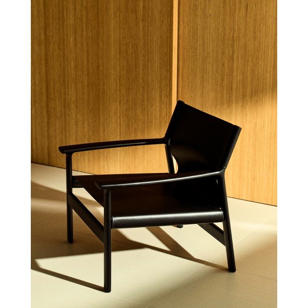 Črn usnjen fotelj Jan – Kave Home-image-1