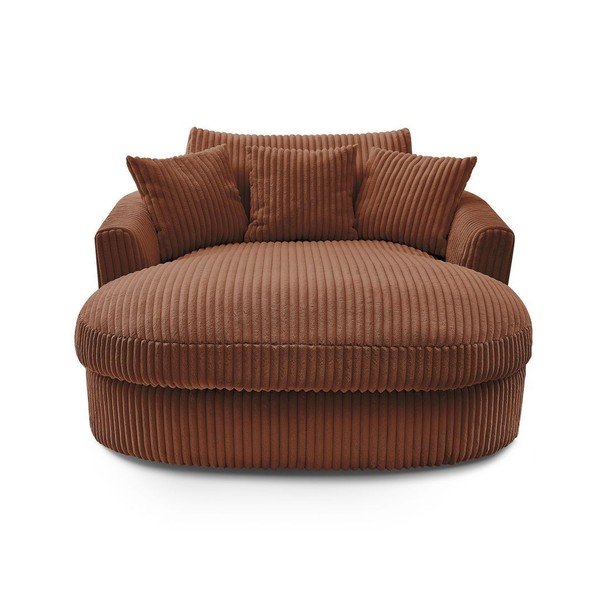 Oranžen fotelj iz rebrastega žameta Belem – Bobochic Paris-image-3