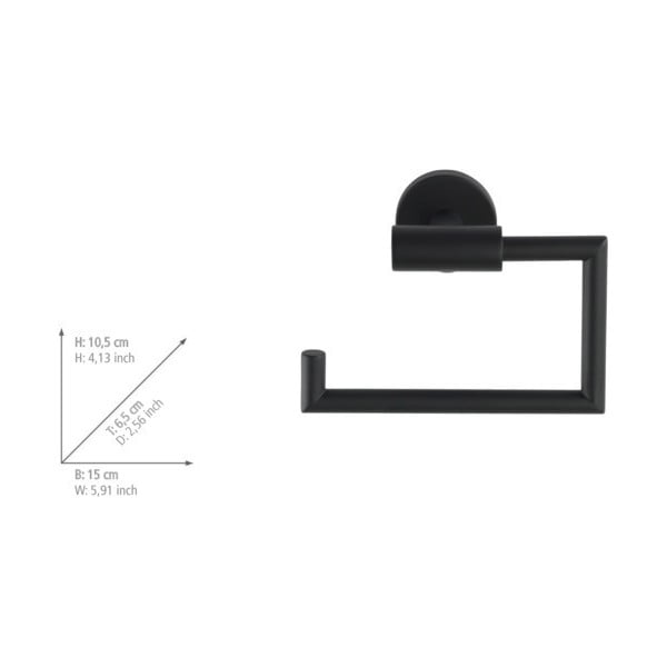 Mat črno držalo za toaletni papir iz nerjavečega jekla z namestitvijo brez vrtanja Bosio – Wenko-image-1