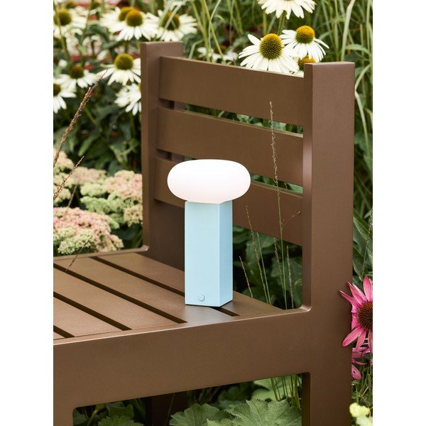 Modra kovinska LED zatemnitvena namizna svetilka s steklenim senčilom (višina 20 cm) Low – Hübsch-image-2