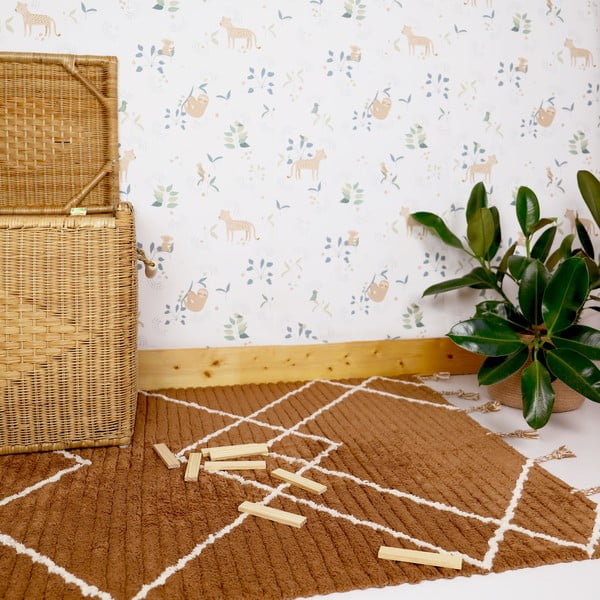 Ročno izdelana rjava bombažna preproga Nattiot Lassa, 100 x 150 cm-image-2