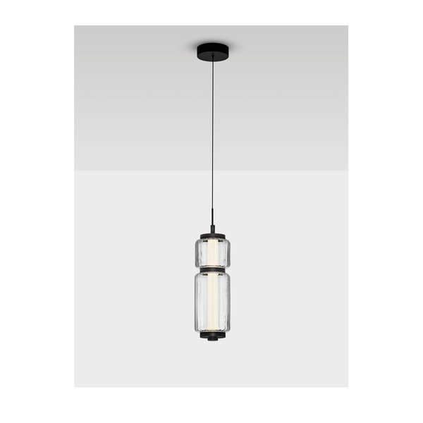 Mat črna steklena LED viseča svetilka ø 12 cm Liesa – Nova Luce-image-3