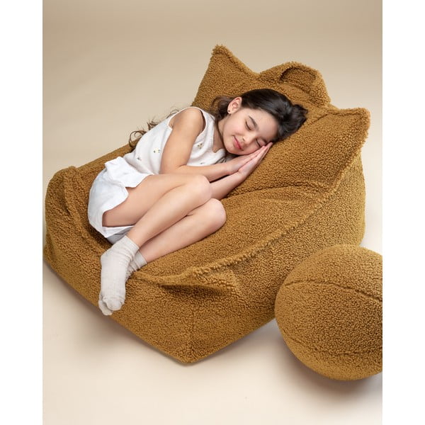 Rjava otroška vreča za sedenje iz tkanine bouclé Chair – Wigiwama-image-2