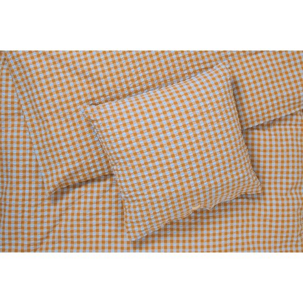 Oker rumena/svetlo modra posteljnina iz krepa 140x200 cm Bæk&Bølge – JUNA-image-2