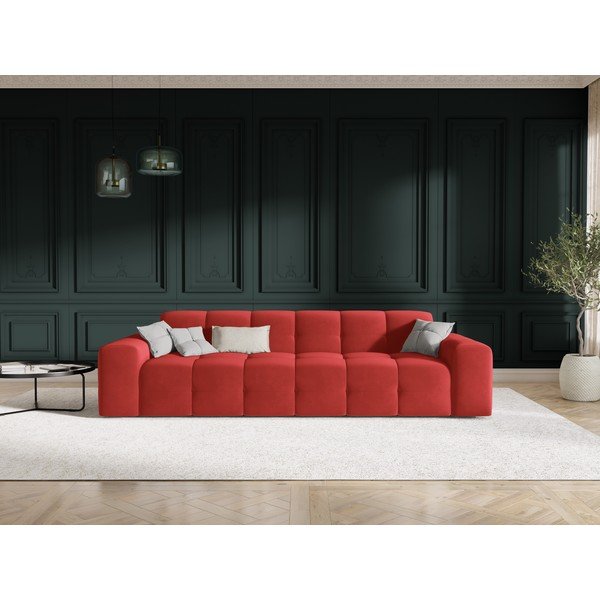Rdeči žametni kavč 255 cm Kendal - Micadoni Home-image-1