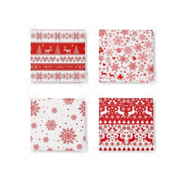 Sedežne blazine z božičnim motivom v kompletu 4 ks 40x40 cm Snowflakes – Mila Home