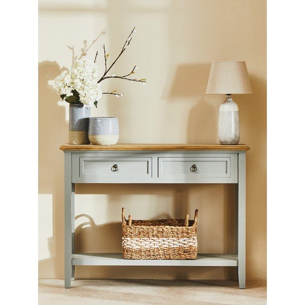 Siva stranska mizica iz masivne pavlonije 34,5x99 cm Henley – Premier Housewares-image-3