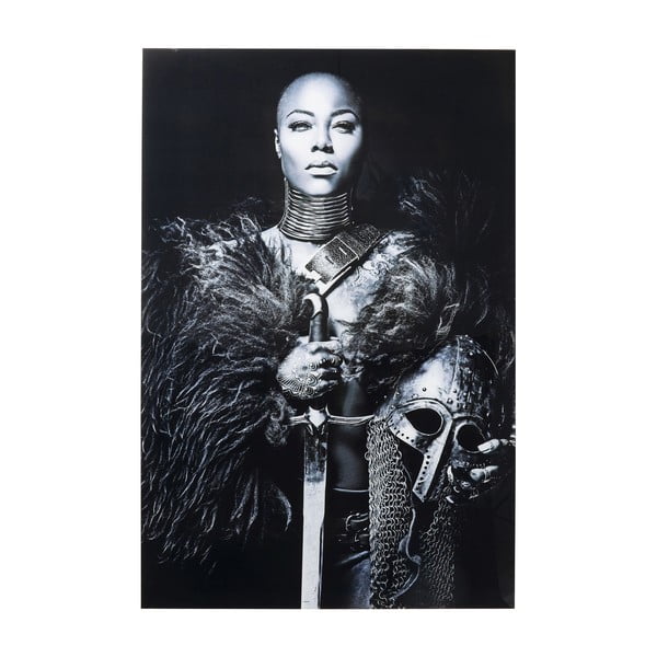 Črno-bela glazirana slika Kare Design Lady Knight, 150 x 100 cm