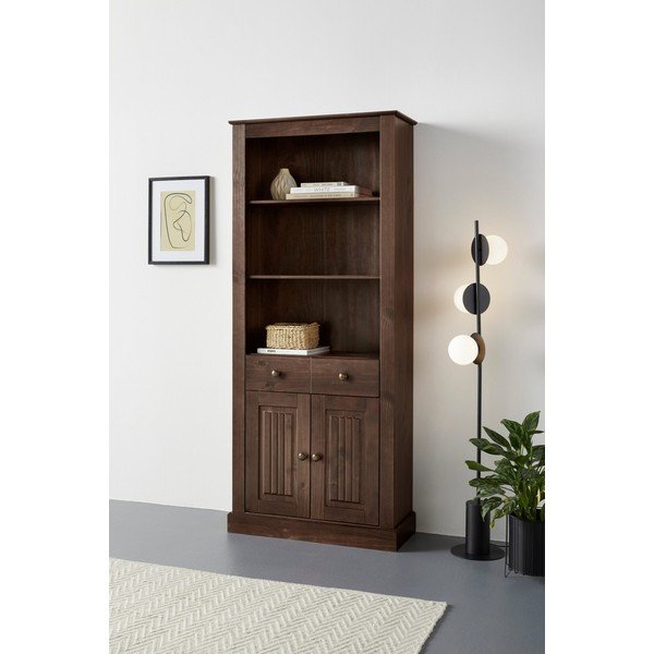Rjav regal iz masivnega bora 181x31 cm Mille – Støraa-image-4