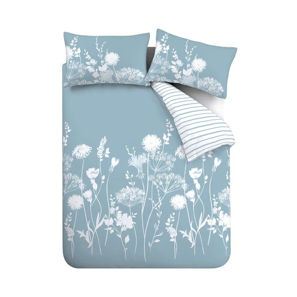 Bela/modra posteljnina za zakonsko posteljo 200x200 cm Meadowsweet Floral – Catherine Lansfield