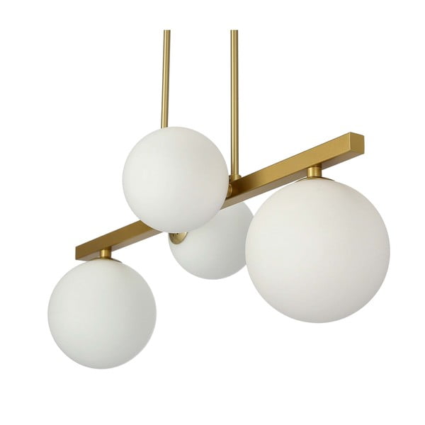 Bela/zlata viseča svetilka s steklenim senčilom Kama – Candellux Lighting-image-4