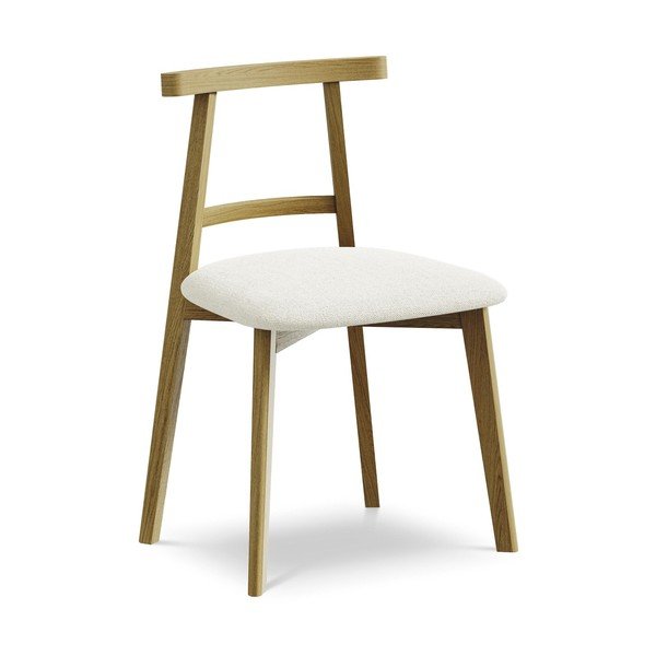 Kremno bel jedilni stol iz masivnega lesa Ohelo – Makamii