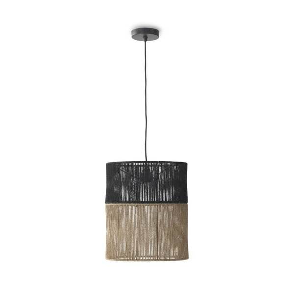 Črna/naravna stropna svetilka s senčnikom iz jute ø 35 cm – Geese