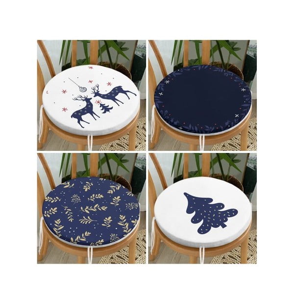 Sedežne blazine z božičnim motivom v kompletu 4 ks ø 40 cm Blue Christmas – Mila Home-image-1