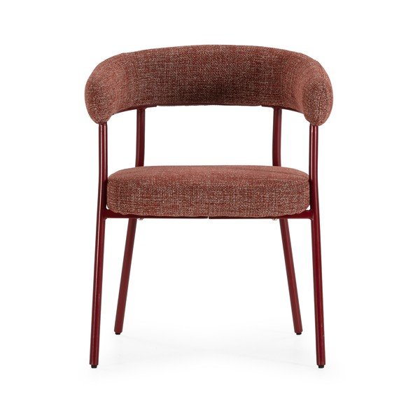 Oblazinjeni jedilni stoli v kompletu z nasloni za roke 2 ks v barvi terakote Yuri – MOME-image-4