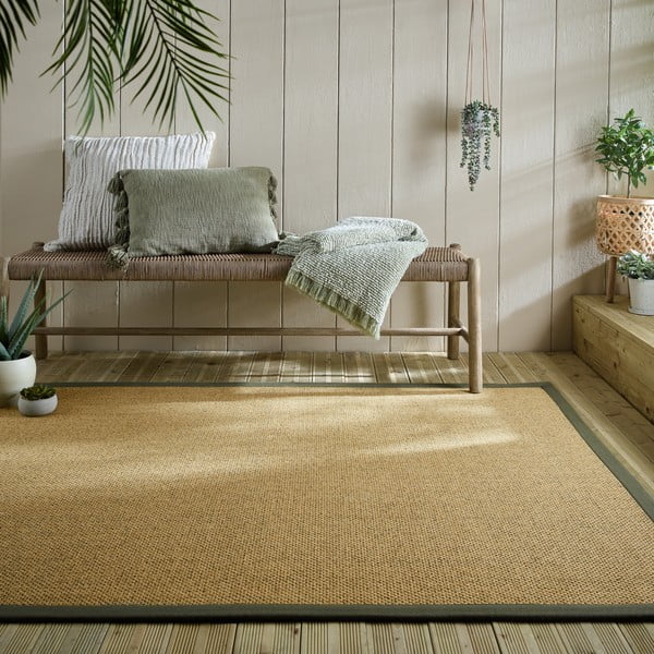 Zeleno-svetlo rjava notranja in zunanja preproga 200x290 cm Sisal Look – Flair Rugs-image-1