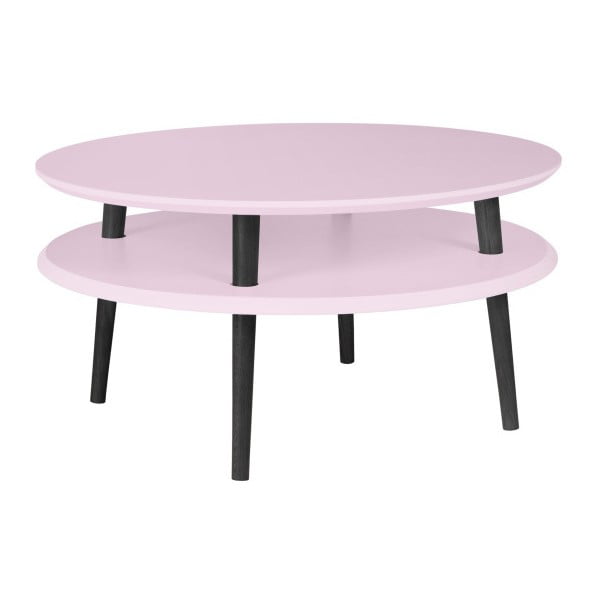 Svetlo roza mizica s črnimi nogami Ragaba UFO, Ø 70 cm