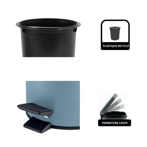 Svetlo moder jeklen koš za smeti s pedalom 3 l Adelar – Spirella-image-3