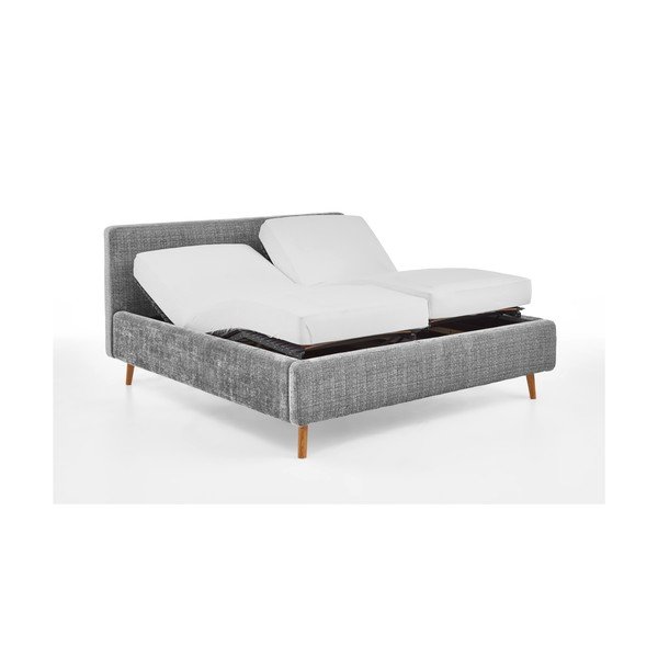 Svetlo siva oblazinjena zakonska postelja z letvenim dnom 180x200 cm Primavera – Meise Möbel-image-4