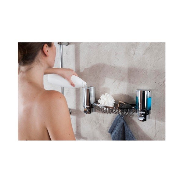 Stenski dvojni razpršilec za milo s tuš polico Compactor-image-1