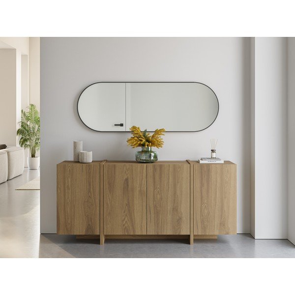 Komoda v hrastovem dekorju v naravni barvi 180x79x40 cm Volia – Marckeric-image-1