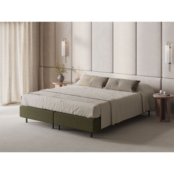 Zelena oblazinjena zakonska postelja brez vzglavja 160x200 cm Whale – Micadoni -image-1