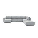 Svetlo siva kotna sedežna garnitura iz rebrastega žameta (desni kot/v obliki črke "U") Nihad modular – Bobochic Paris