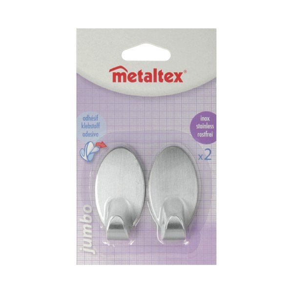 Komplet 2 samolepilnih obešal iz nerjavečega jekla Metaltex Mia-image-2