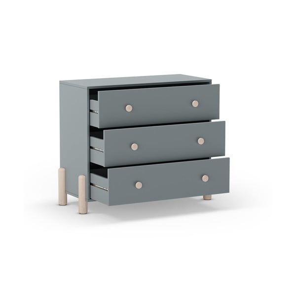 Prašno zelena otroška komoda iz masivnega bora 90x80x40 cm Enola – Marckeric-image-3