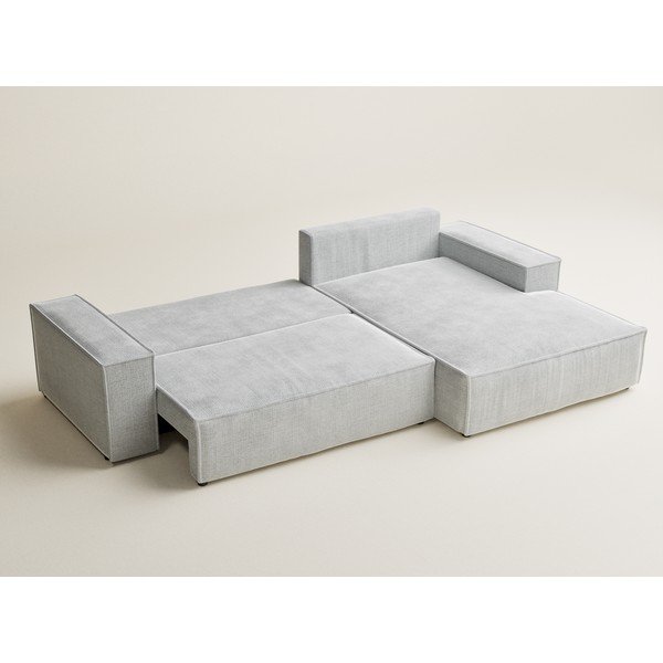 Svetlo siva raztegljiva/s prostorom za shranjevanje kotna sedežna garnitura iz šenilje (desni kot/z ležalnikom) Maze – Maison de Rêve-image-4