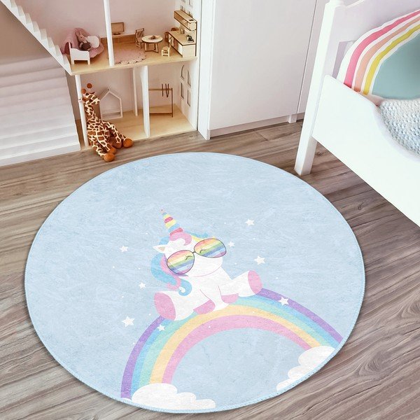 Svetlo modra otroška preproga ø 80 cm Comfort – Mila Home-image-3