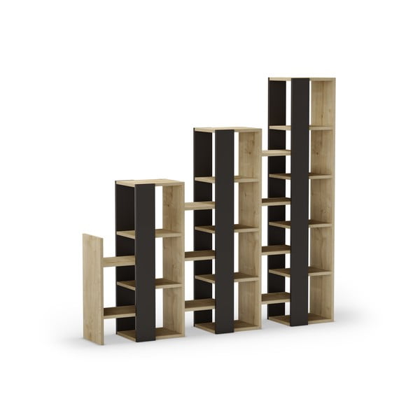 Črn regal v hrastovem dekorju 158x151 cm Anissa – Marckeric-image-2
