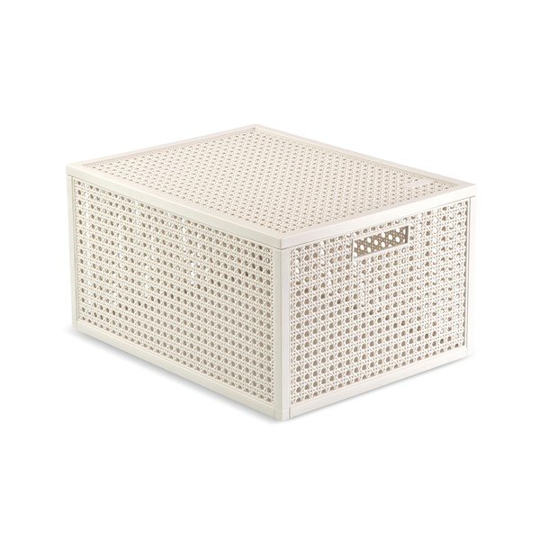 Kremno bela škatla za shranjevanje s pokrovom iz reciklirane plastike 30x38x21 cm Kaya – Curver