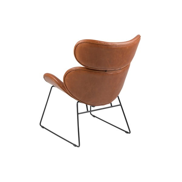 Rjav fotelj iz umetnega usnja s črnimi nogami Actona Cazar-image-2