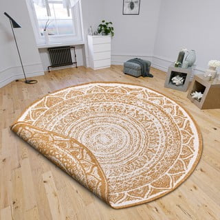 Oker/bela okrogla zunanja preproga ø 140 cm Siruma – NORTHRUGS