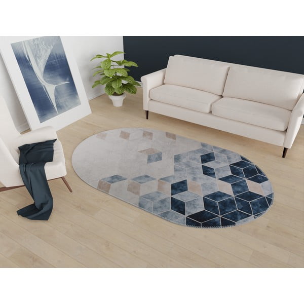 Bela/modra pralna preproga 60x100 cm – Vitaus-image-1