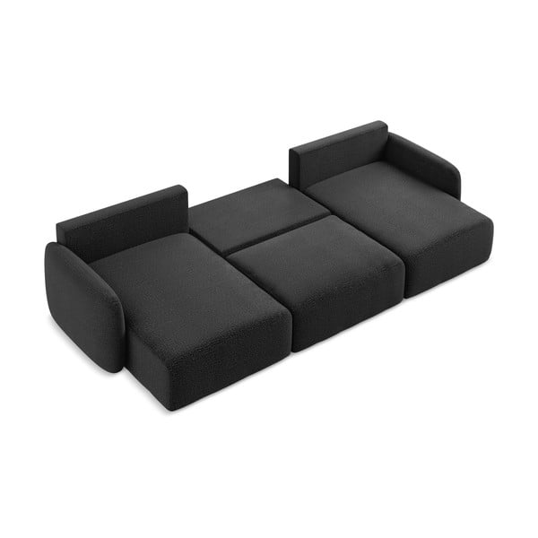 Črna raztegljiva/s prostorom za shranjevanje kotna sedežna garnitura Kalena – Makamii-image-4