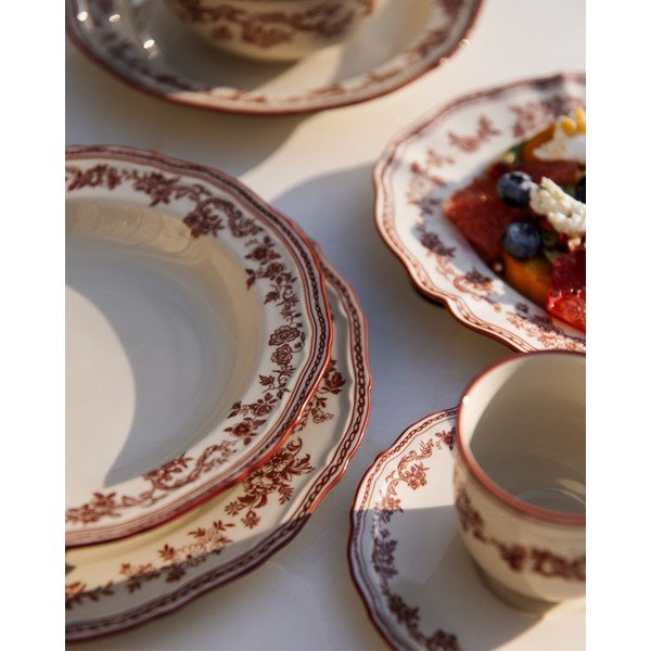 Bordo rdeč/slonokoščen servirni porcelanast krožnik Cyril – S|P Collection-image-2