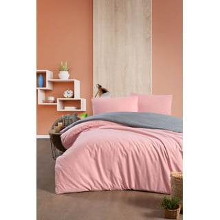 Rožnato-siva bombažna podaljšana posteljnina za zakonsko posteljo z rjuho 200x220 cm - Mila Home