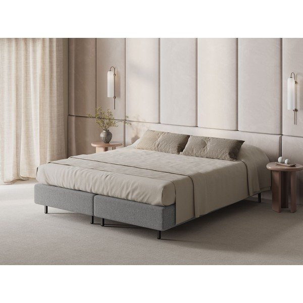 Siva oblazinjena postelja brez vzglavja 90x200 cm Whale – Micadoni -image-1