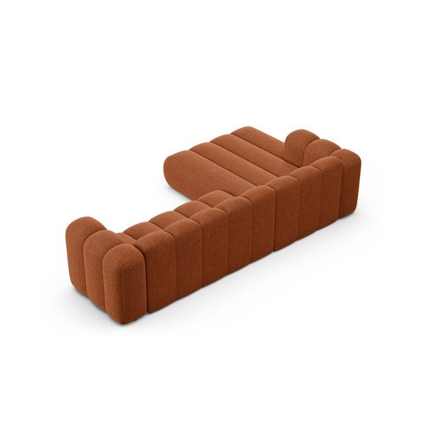 Opečnato oranžna kotna sedežna garnitura iz šenilje (levi kot/z ležalnikom) Lupine – Micadoni -image-3