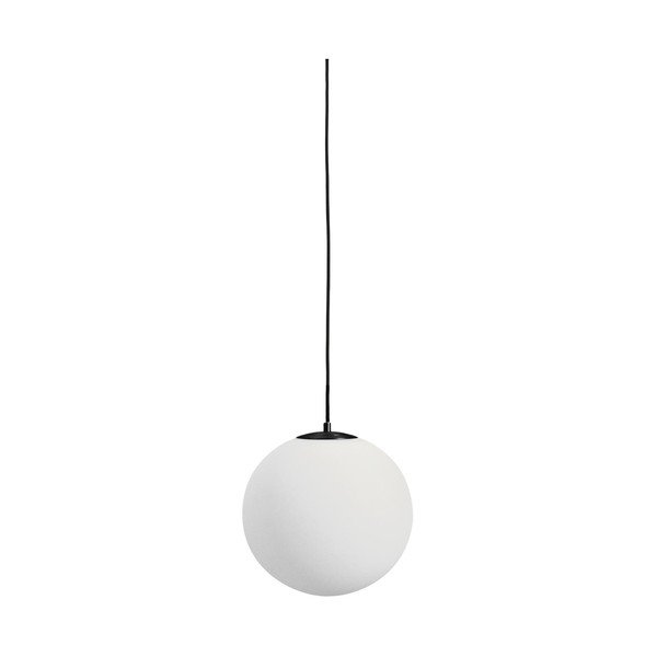 Bela/črna kovinska viseča svetilka s steklenim senčilom ø 30 cm Brisia – Kave Home