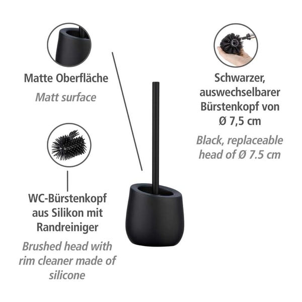 Mat črna keramična WC ščetka Badi – Wenko-image-4