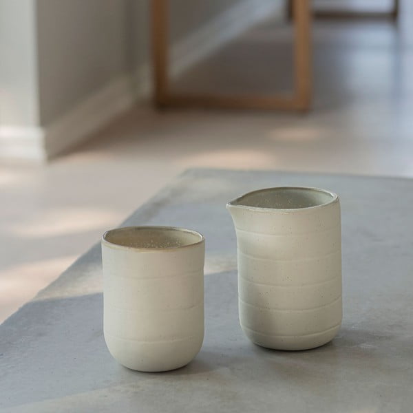 Bele skodelice iz kamna v kompletu 2 ks 0.3 l Sand Grain – Mette Ditmer Denmark-image-1