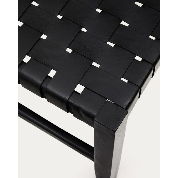 Črna usnjena klop Calixta – Kave Home-image-3