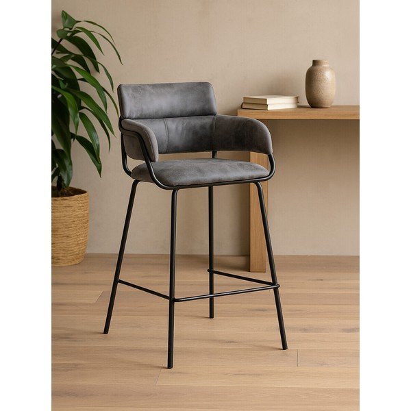 Črn/siv oblazinjen barski stol Tamzin – Premier Housewares-image-1